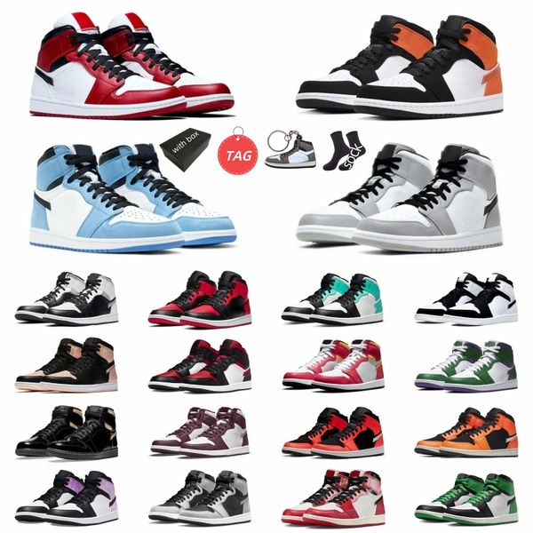 

new 1s high mid unc men women basketball shoes i 1 hyper royal university blue bred black silver toe dark mocha shadow daimond denim obsidia