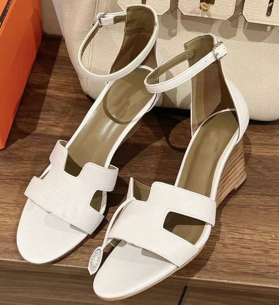 

luxury brand legend women sandals shoes calfskin leather black white cut-out wedges heel lady wedding,party,dress,evening comfprt walking