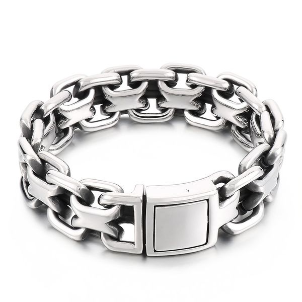 

152g weight stainless steel interlocking riding crop chain pattern bracelet for mens 20mm 9.4inch huge heavy great gift for birthdays, chris, Black