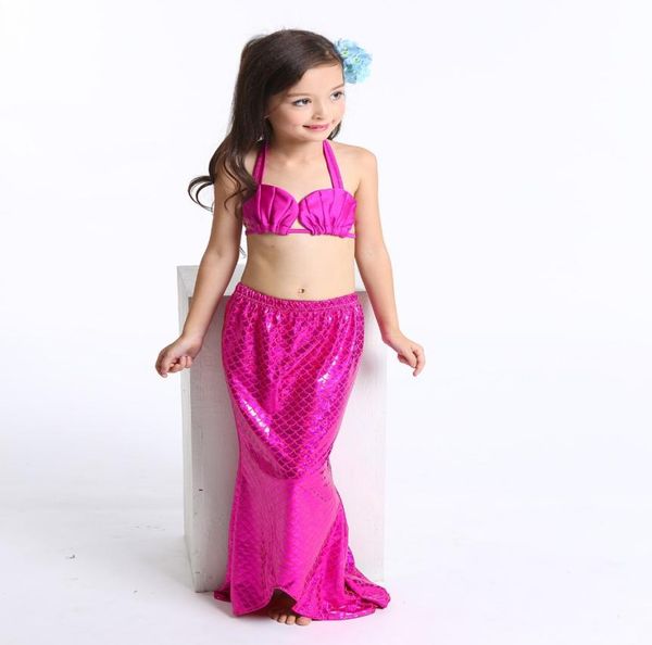 

2016 mermaid bathing suit for children kids beach swimwear baby girls swimming bikini child biquini three pieces bikini sets7081609, Red;yellow
