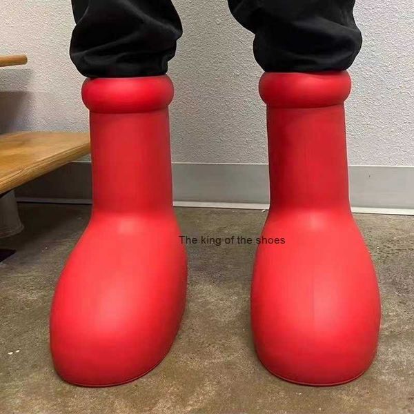 

2023 mschf men women rain boots designer big red boot thick bottom non-slip booties rubber platform bootie fashion astro boy shoes, Black