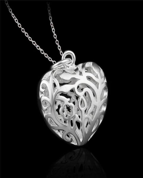 

factory 925 sterling silver hollow heart pendant necklace fashion jewelry valentine039s day gift for girls 1405727