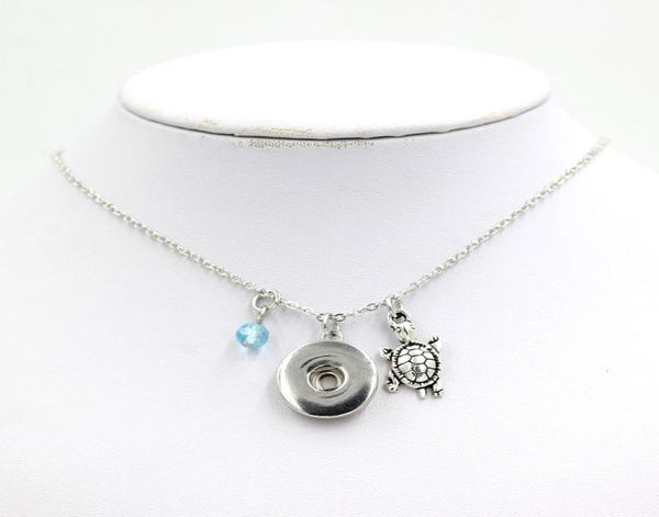 

new arrival whole interchangeable snap pendant necklace 18mm button diy jewelry birthstone turtle necklace gift bijoux collar1474616, Silver