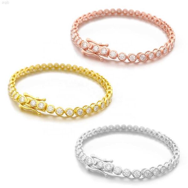 

luxury 2mm 3mm 4mm 5mm 6.5mm vvs lab diamond bracelet chain jewelry custom bezel setting gra certified moissanite tennis chain, Silver