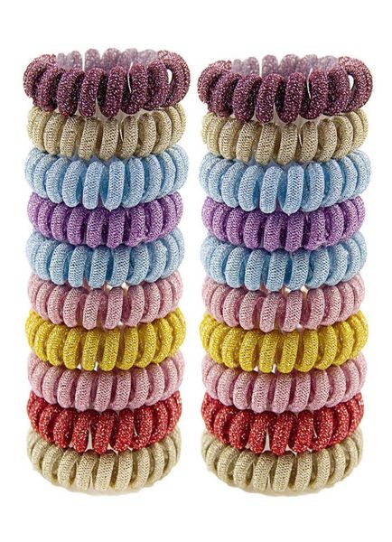 

55cm cloth telephone wire cord hair tie big girls children elastic hairbands ring rope women bracelets1282286, Slivery;white