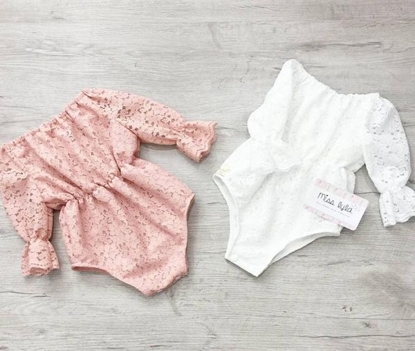

2020 infant horn sleeve rompers lace climbing suit crocheted onepiece white pink full lace hollowout jumpsuits3958347, Blue