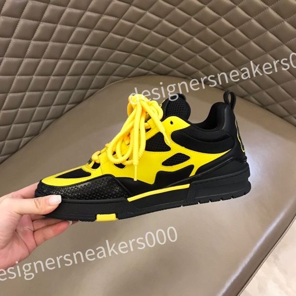 

luxury designer men shoes sneakers calfskin trainers basketball white grey thick bottom sneakers leather platform shoe, Black