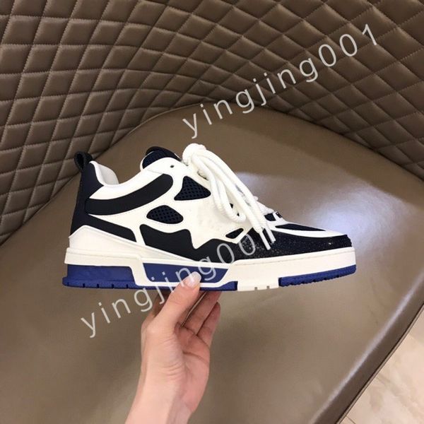 

new designer men causal shoes fashion woman leather lace up platform sole sneakers white black mens women
