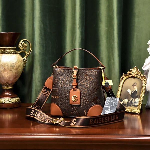 

bag women's fashion splice bucket women's bag versatile handheld one shoulder crossbody bag