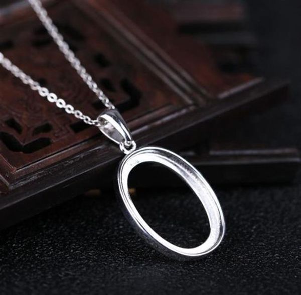 

fine silver 925 sterling silver pendant semi mount pendant for 14x20mm oval cabochon amber agate opal jewelry setting no necklace23115140