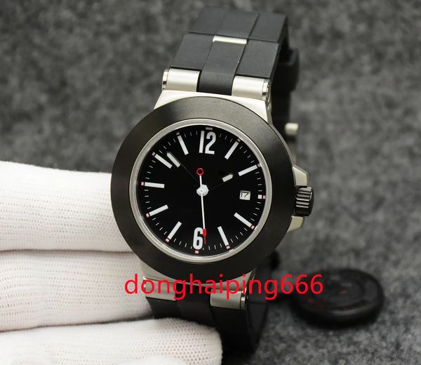 

automatic mechanical bg sapphire glass black dial 44m mens watch rubberclad letter bezel luminous rubber strap, Slivery;brown