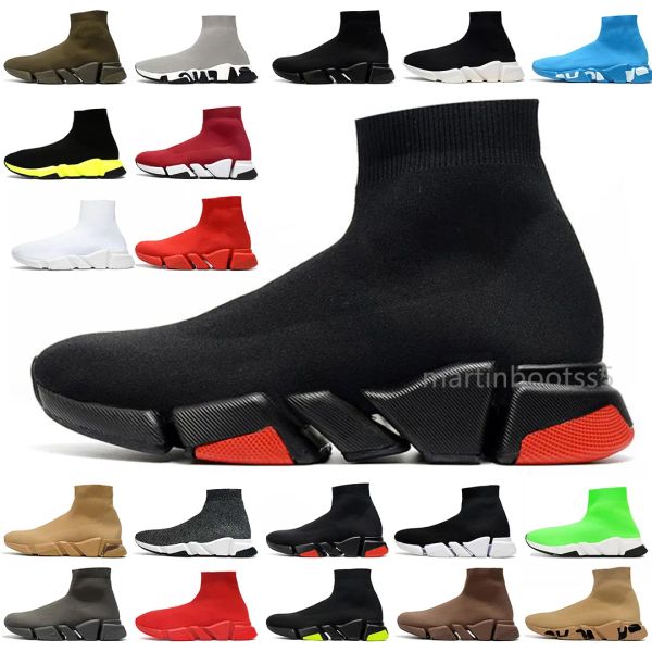 

designer socks boots casual shoes platform mens woman shiny knit speed trainer runner sneaker sock shoe master embossed womens sneakers pmm, Black