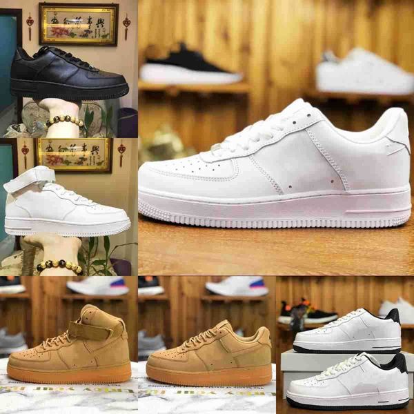 

new wholesale designers outdoor mens skateboard shoes discount af1 low airforces airforces 1 white one 1 07 knit euro airs high women all bl, Black