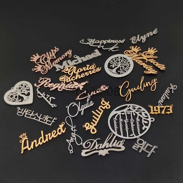 

pendant necklaces custom first name charm personalized nameplate handmade diy neckle brelet anklet stainless steel pendant mom gift wholesal, Silver
