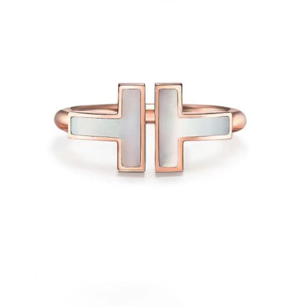 

18k gold t open ring designer brand ring men's and women's wedding ring couple valentine's day gift high quality, Silver