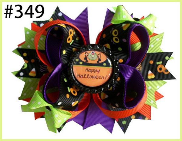 

30pcs 2018 halloween boutique hair bows thanksgiving bows fall hair bows turkey candorn hair bow7445145, Slivery;white