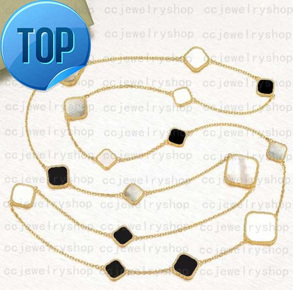 

16 motifs fashion classic4/four leaf clover long necklaces pendants mother-of-pearl stainless steel plated 18k for women girls valentine&#03, Silver