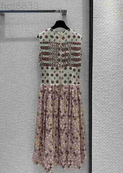 

runway dresses designer milan dress 2023 new summer autumn o neck sleeveless print fashion brand same style 8r7m, Black