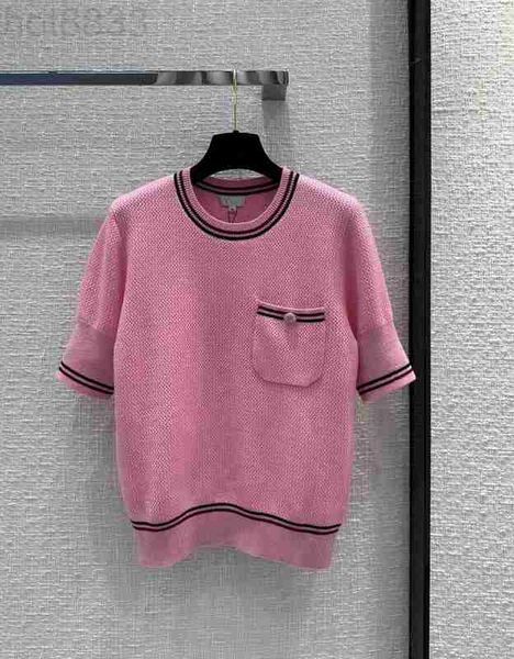 

women's sweaters designer 2023 new autumn o neck short sleeve fashion print milan runway sweater brand same style t-shirt ky68, White;black