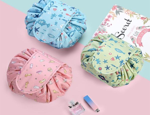

drawstring travel cosmetic bag portable folding wash storage bag large capacity drawstring magic cosmetic bag beauty tool box bjj24556218, White