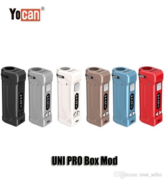 

100 original yocan uni pro box mod 650mah preheat vv variable voltage oled display battery for 510 thick oil cartridges atomizer 8918261