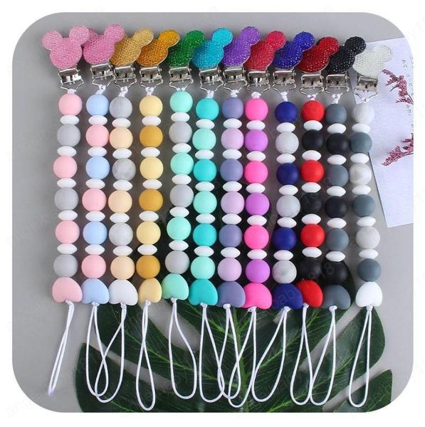 

new arrived infant feeding silicone baby pacifier chain clip love baby teether newborn teething beads antilost pacifier clips5848468