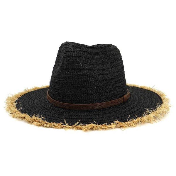 

classics bohemia nation style wide brim vintage panama jazz straw hat for men outdoor beach sand sunshde sun caps for women l230620, Blue;gray