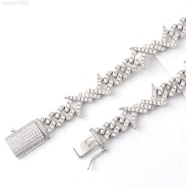 

hip hop party jewelry yellow gold cuban necklace custom link chain lab grown diamond ice out moissanite 925 silver plated