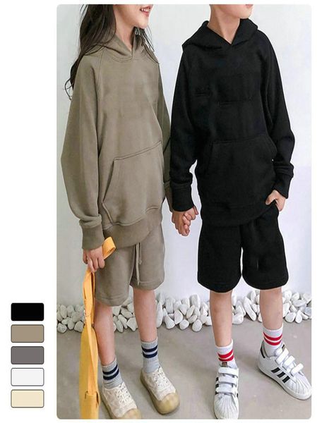 

5 colors kids boys girls f og fear of g od e hoodies sweatshirts pullover 215 children039s version plus velvet shirt warm loos6334664, Black