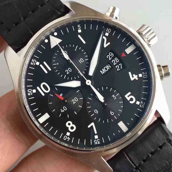 

luxury iwc watch pilot mechanical movement wristwatches h3dw santos prx uhr montre mens relogio black dial leather strap 43mm replica swiss, Slivery;golden