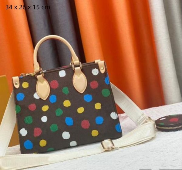 

shoulder womens dots kusama purse totes luxury crossbody painted bags rainbow side handbags messenger bag trunk canvas genuine leather bhhf