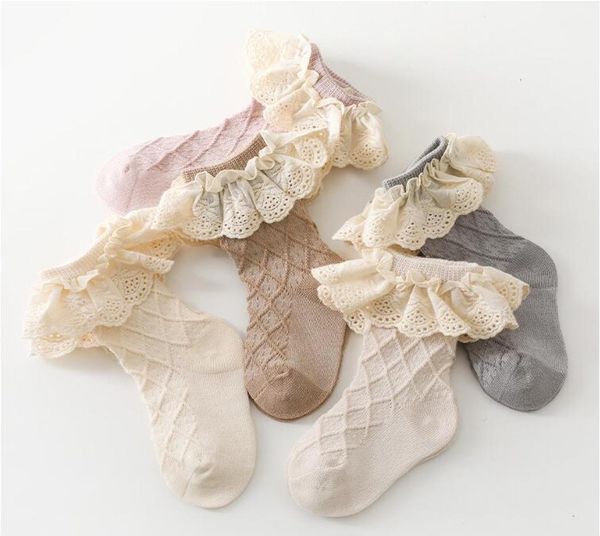 

baby socks 2022 spring and summer combed cotton children039s solid lace girls039 medium tube socks y22327113860484, Pink;yellow