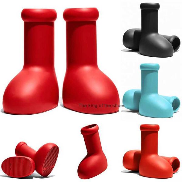

mschf big red boot 3d printed platform chunky rain boots women men kneeboots non-slip booties cartoon rubber bootie fashion astro boy all si, Black