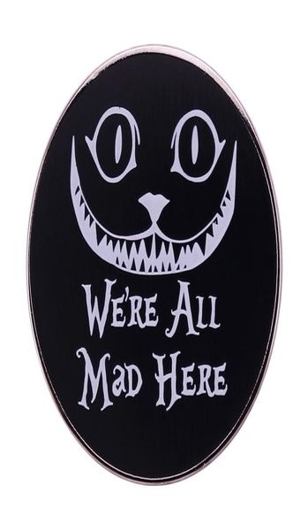 

alice in wonderland chesire cat we039re all mad here pin button badge8680811, Blue