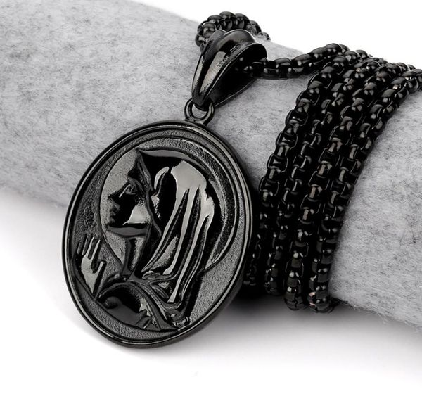 

fashion men necklaces blessed virgin mary pendant black stainless steel jewelry hip hop chain punk micro rock rap necklace9465629, Silver