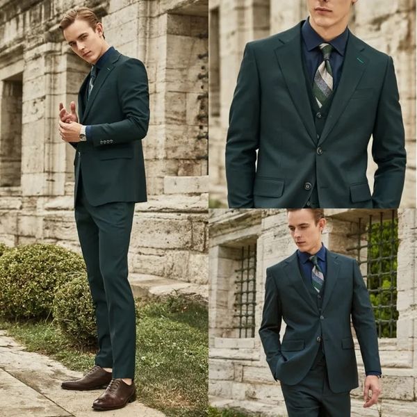

new handsome groom tuxedos notched lapel groomsmen mens suits fall winter slim fit man jacket blazer suit jacket vest pants, Black;gray