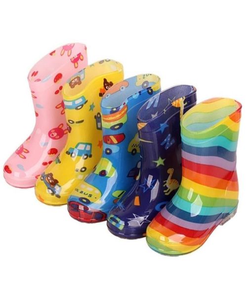 

kids rain boots baby water shoes all seasons girls rainboots rainbow waterproof boys cartoon boot summer pvc buty 2011283910273, Black;grey