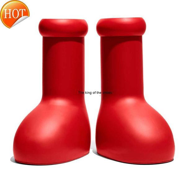

2023 mschf men women rain boots designers big red boot thick bottom non-slip booties rubber platform bootie fashion astro boy size 35-44 ka, Black