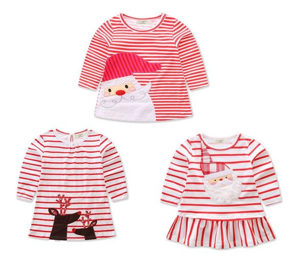 

baby girls christmas deer santa claus dress cartoon children stripe princess dresses xmas kids costume c25736557729, Red;yellow