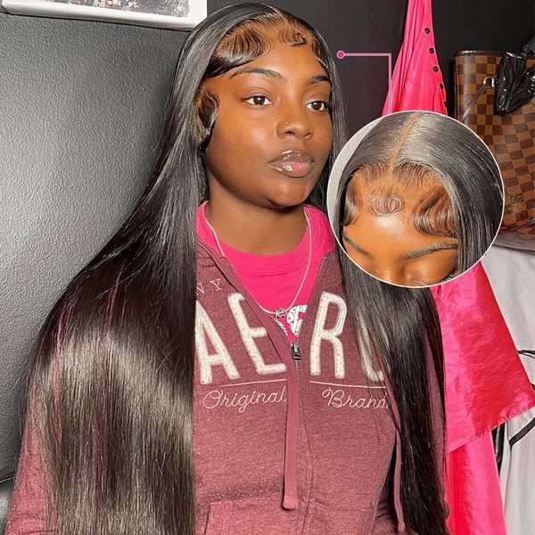 

hd lace frontal wig 13x6 lace front wig human hair 30inch bone straight transparent lace human hair wigs hd lace 5x5 closure wig, Black;brown