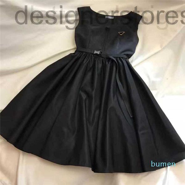 

basic & casual dresses designer women dress shirt for spring summer outwear style with budge letter lady slim belt pleated skirt button zipp, Black;gray