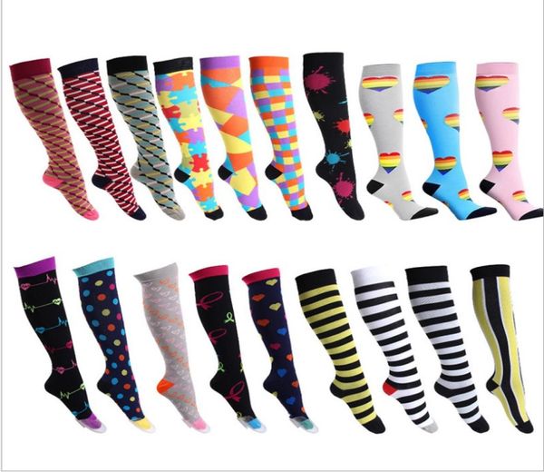 

compression socks men women boy girl graduated athletic 30 mmhg professional nursing socks fit running flight travel outdoor 5728196, Pink;yellow