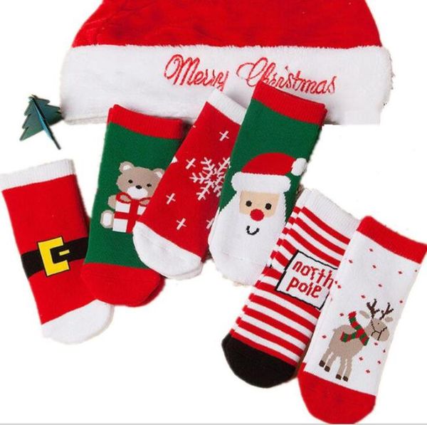 

13 years old cotton spring winter autumn baby girls boys kids socks children striped terry snowflake elk santa claus christmas be8676021, Pink;yellow