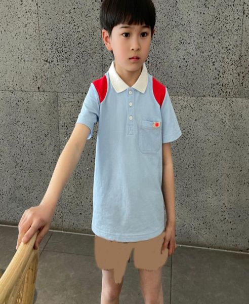 

fashion boys lapel short sleeve polos designer children letter embroidery tshirt 2022 summer kids casual tees clothing a85479334890, Blue