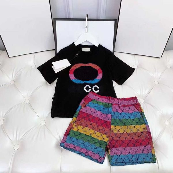 

2023 luxury designer clothing sets kids t-shirt shortst fashion british brand summer childrens treasures and girls cotton two piece, White