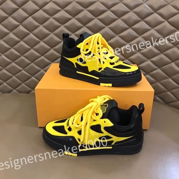 

2023 new luxury designer men shoes sneakers calfskin trainers basketball white grey thick bottom sneakers leather platform shoe, Black