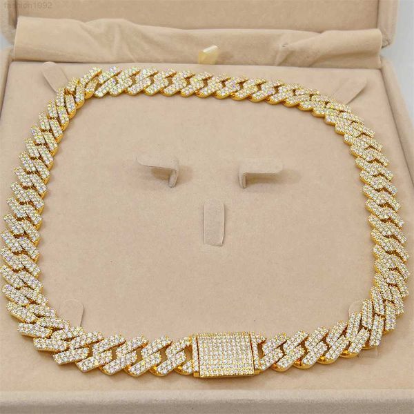 

hip hop shining jewelry iced out 15mm vvs d color moissanite diamond 10k gold cuban link chain, Silver