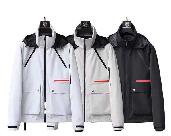 

fashion mens jacket designer jacket coat men luxury hooded red logo pocketcasual jacket windbreaker outdoor windproof warmth sports loose st, Black;brown
