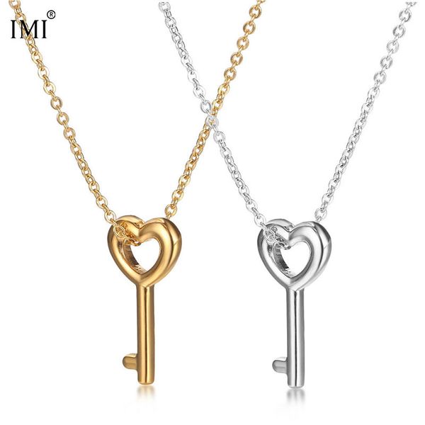 

luxury designer necklace hip hop key-shaped pendant titanium steel necklace female personality jewelry goddess gift accessories, Silver