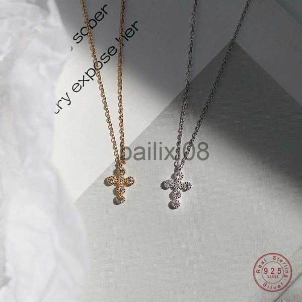 

pendant necklaces 925 sterling silver simple pav crystal cross pendant neckle women classic temperament wedding party jewelry girlfriend gif